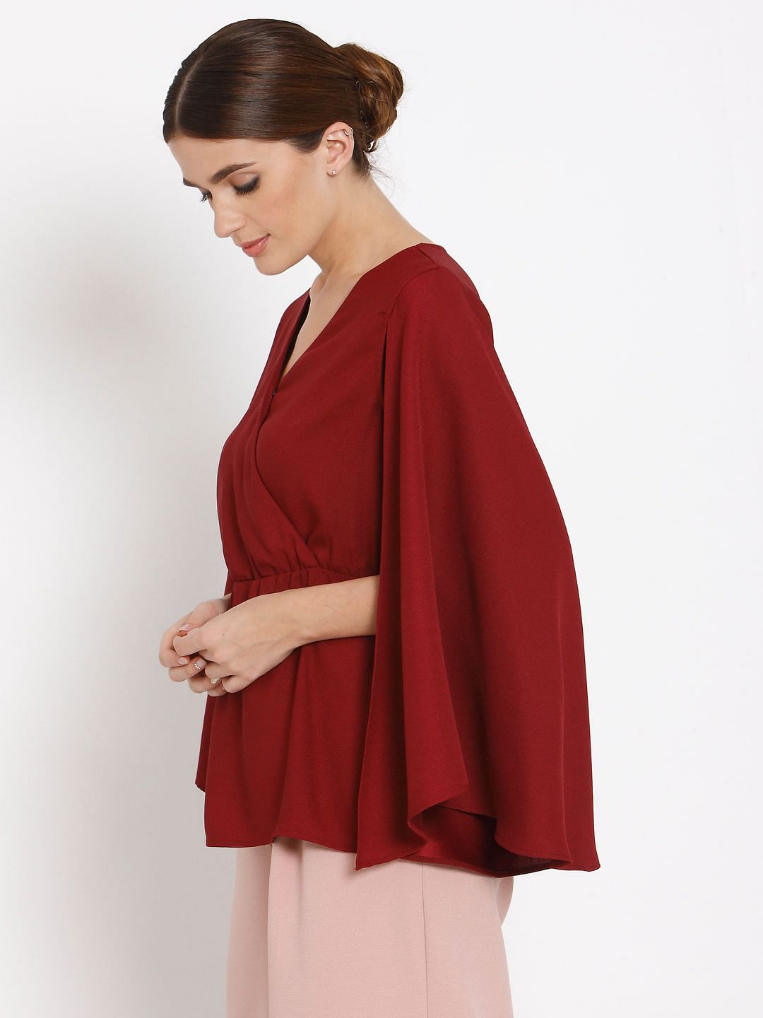 Red Cape Sleeves Top