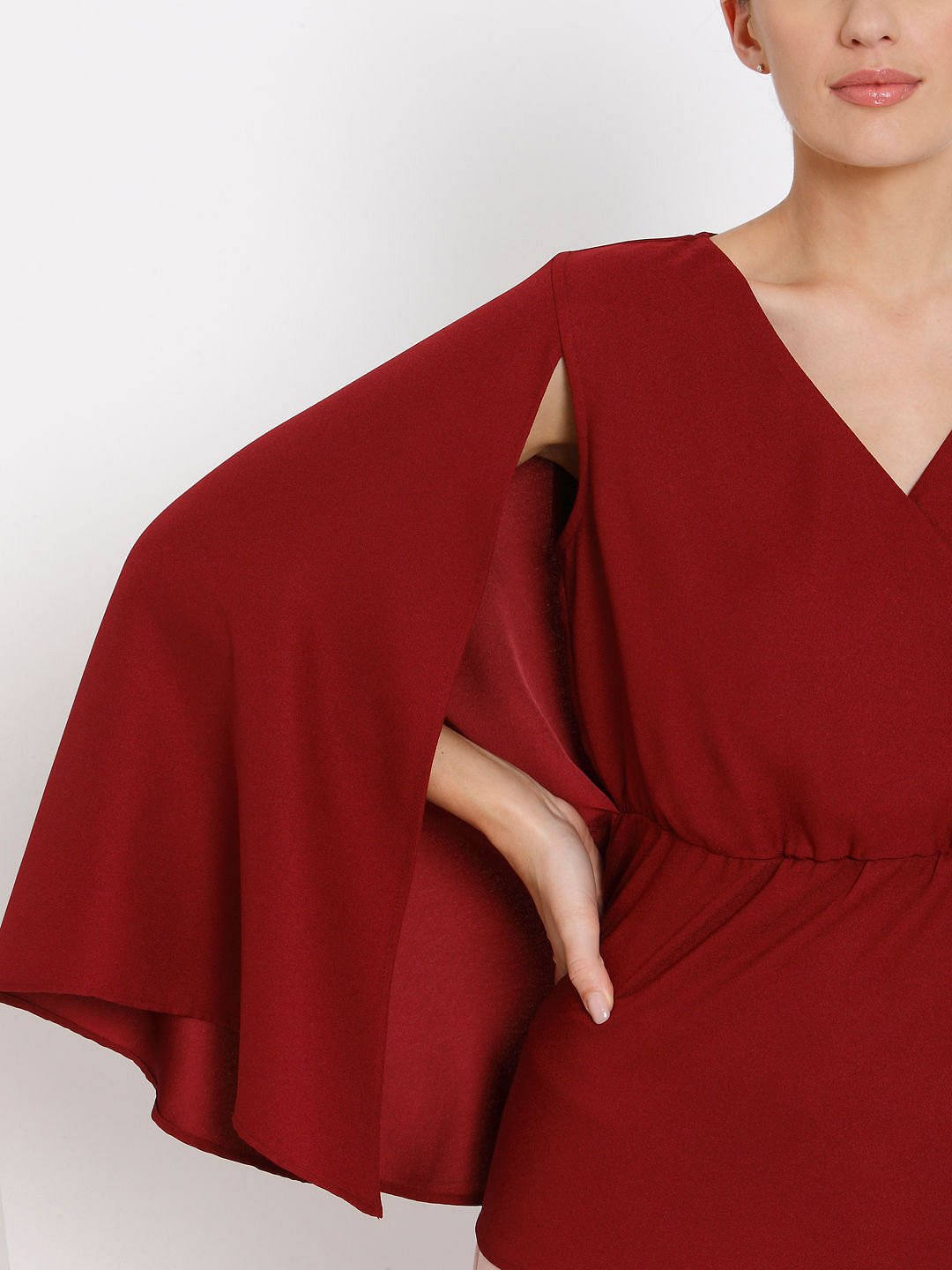 Red Cape Sleeves Top