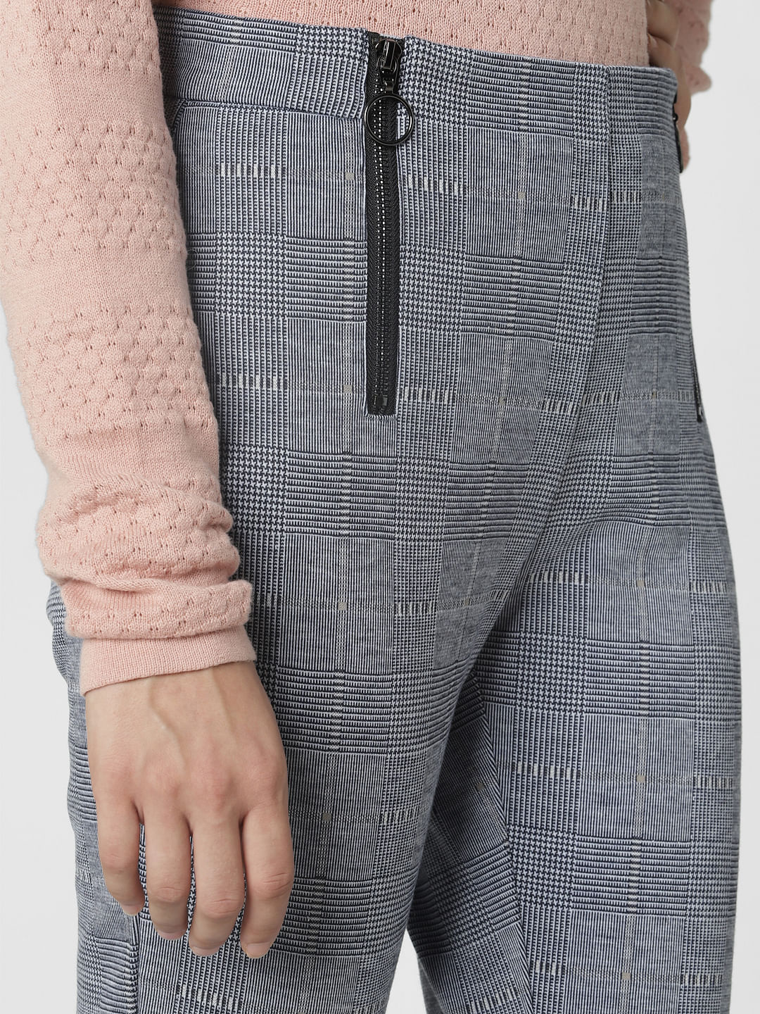Dark Blue High Waist Zip Detail Leggings