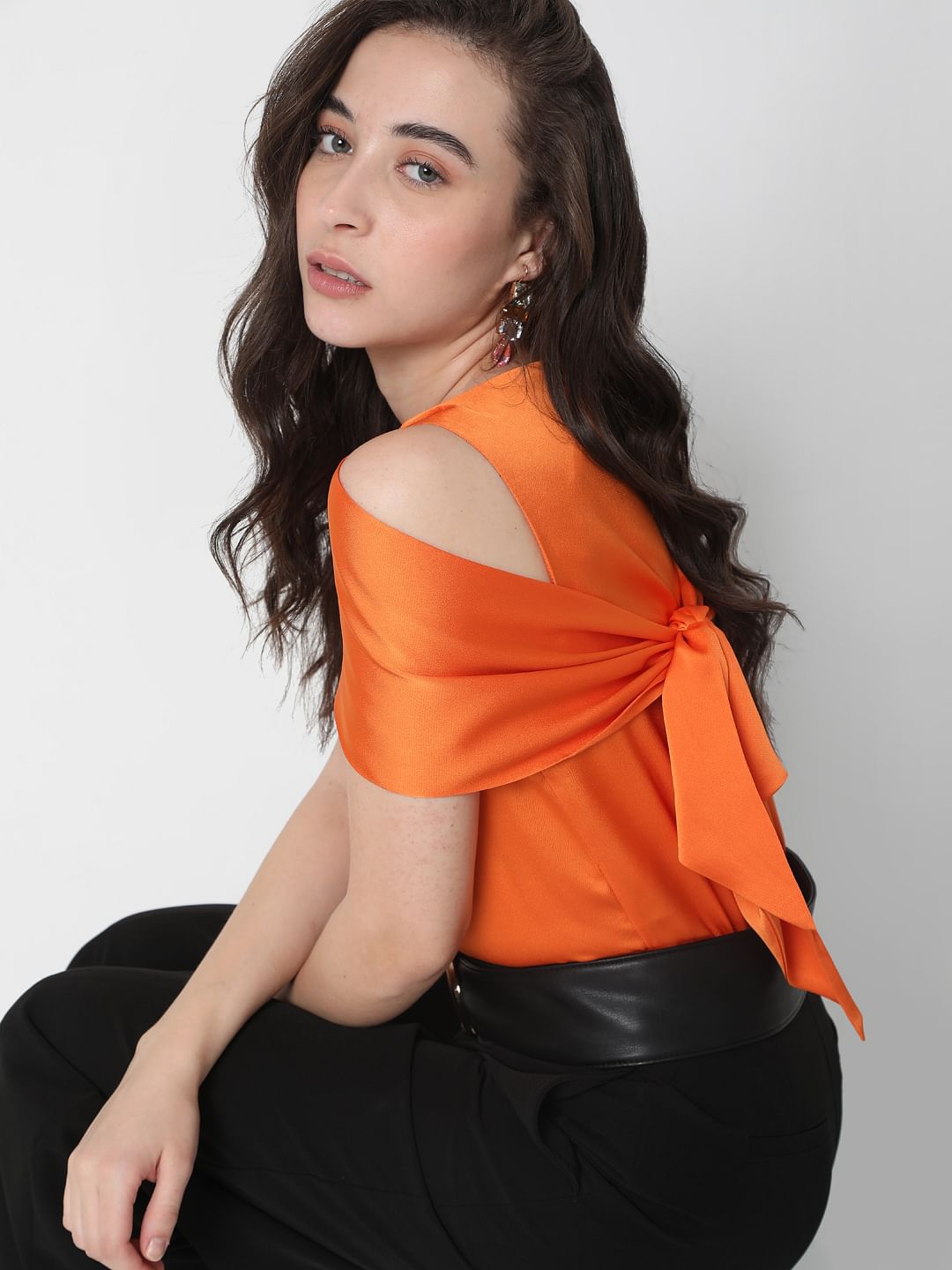 Orange High Neck Top