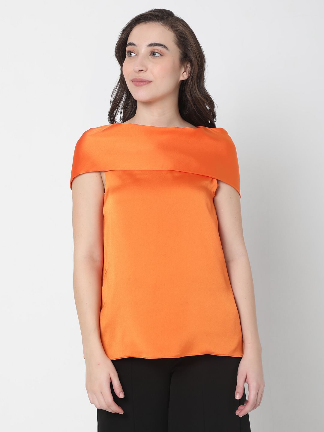Orange High Neck Top