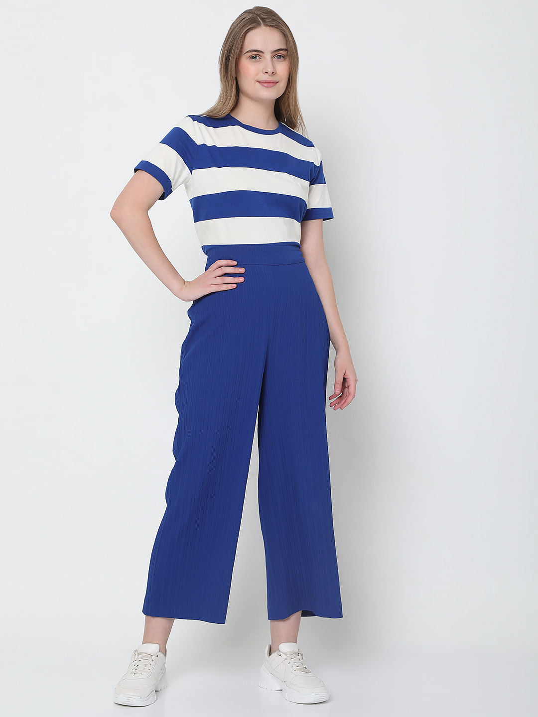 Blue High Rise Co-Ord Set Pants
