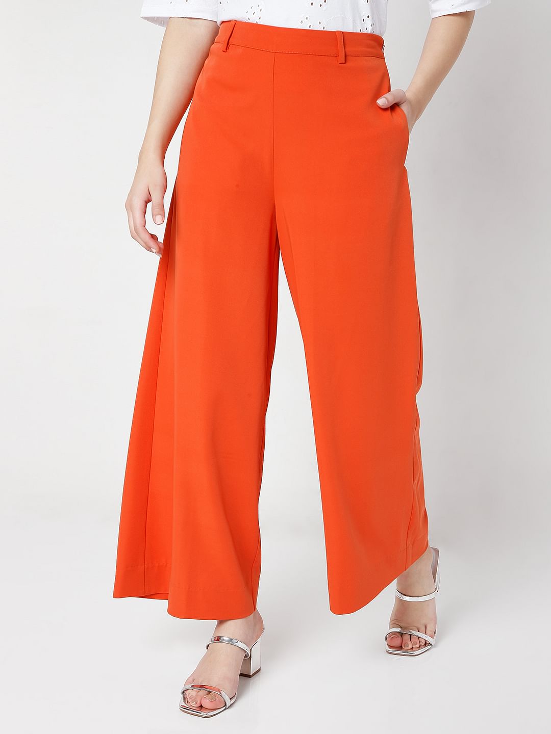 Orange High Waist Flared Pants
