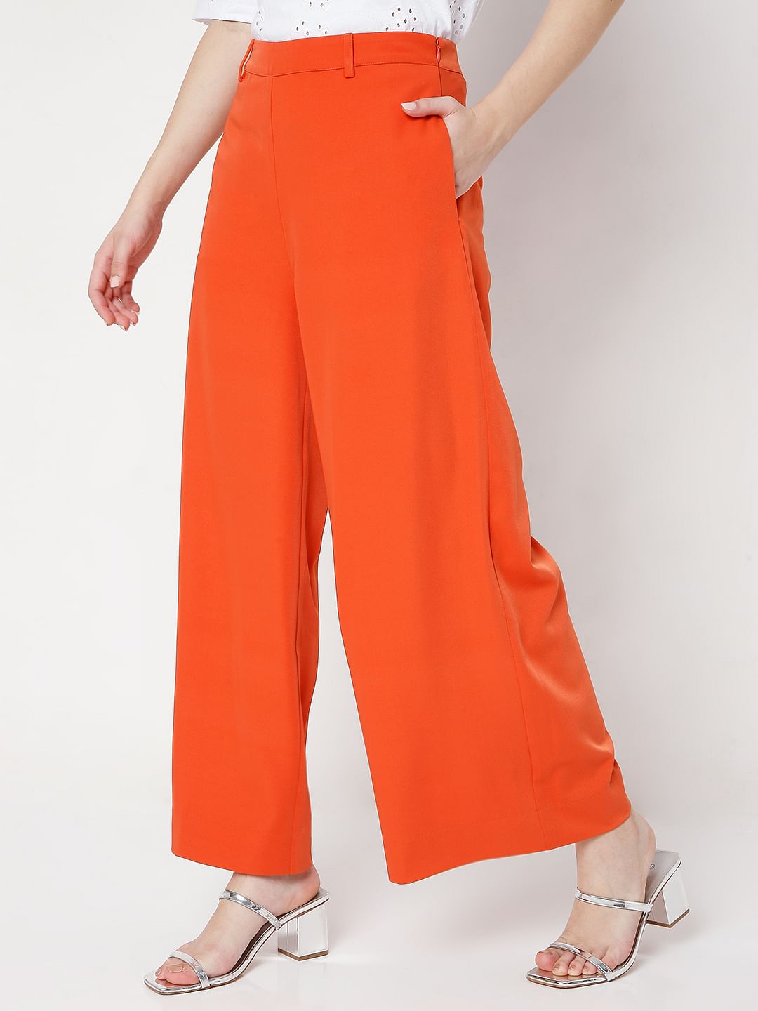 Orange High Waist Flared Pants