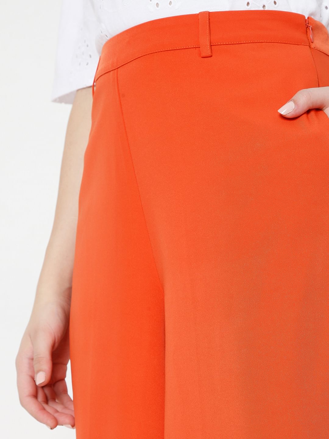 Orange High Waist Flared Pants