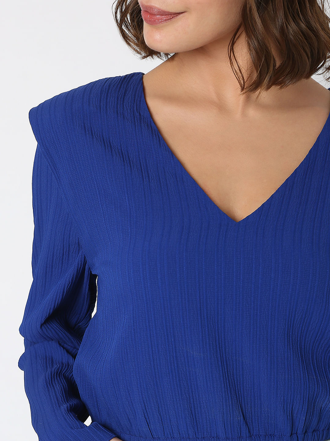 Blue Cropped Co-Ord Set Top