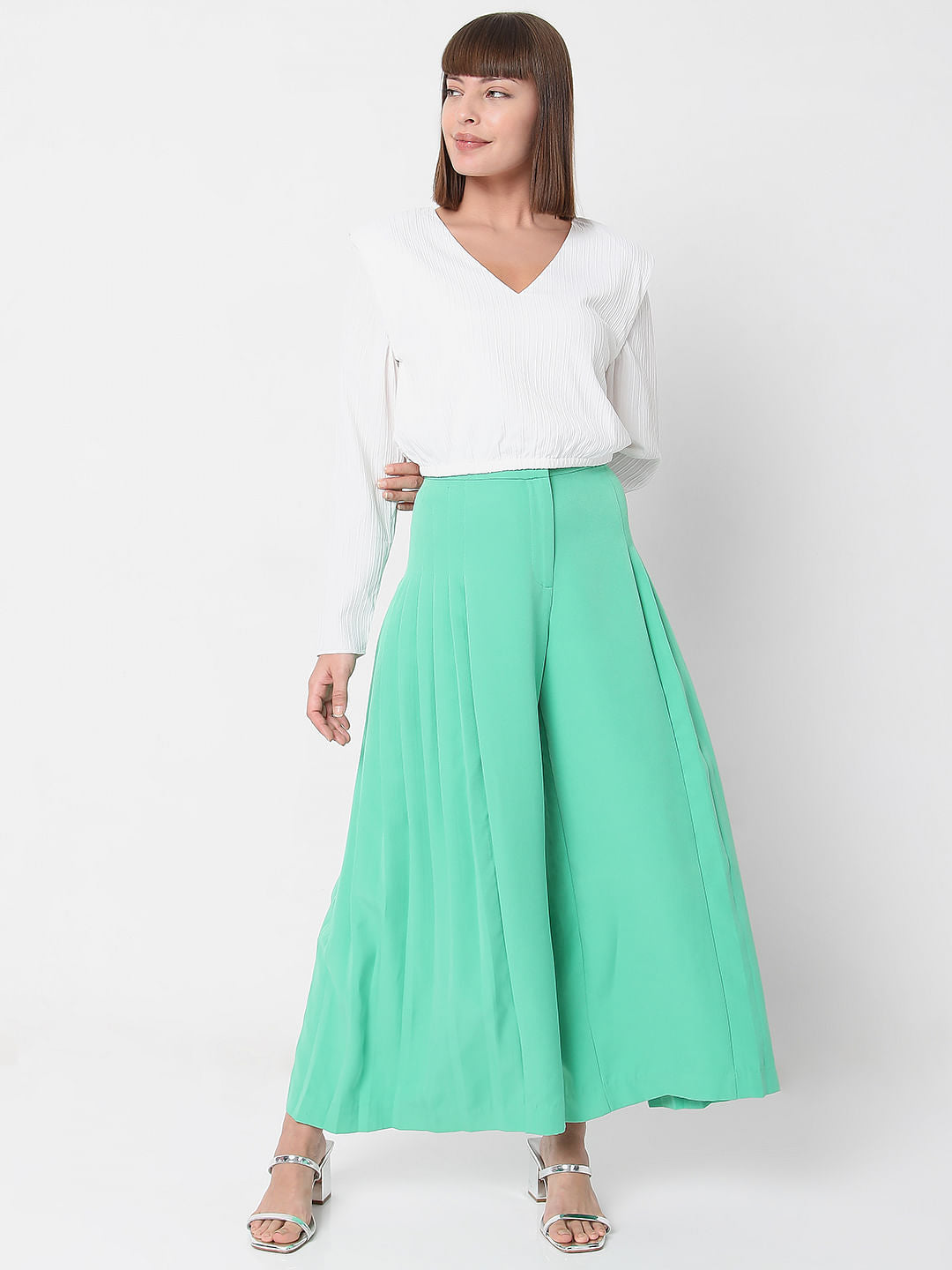 White Textured Crop Top