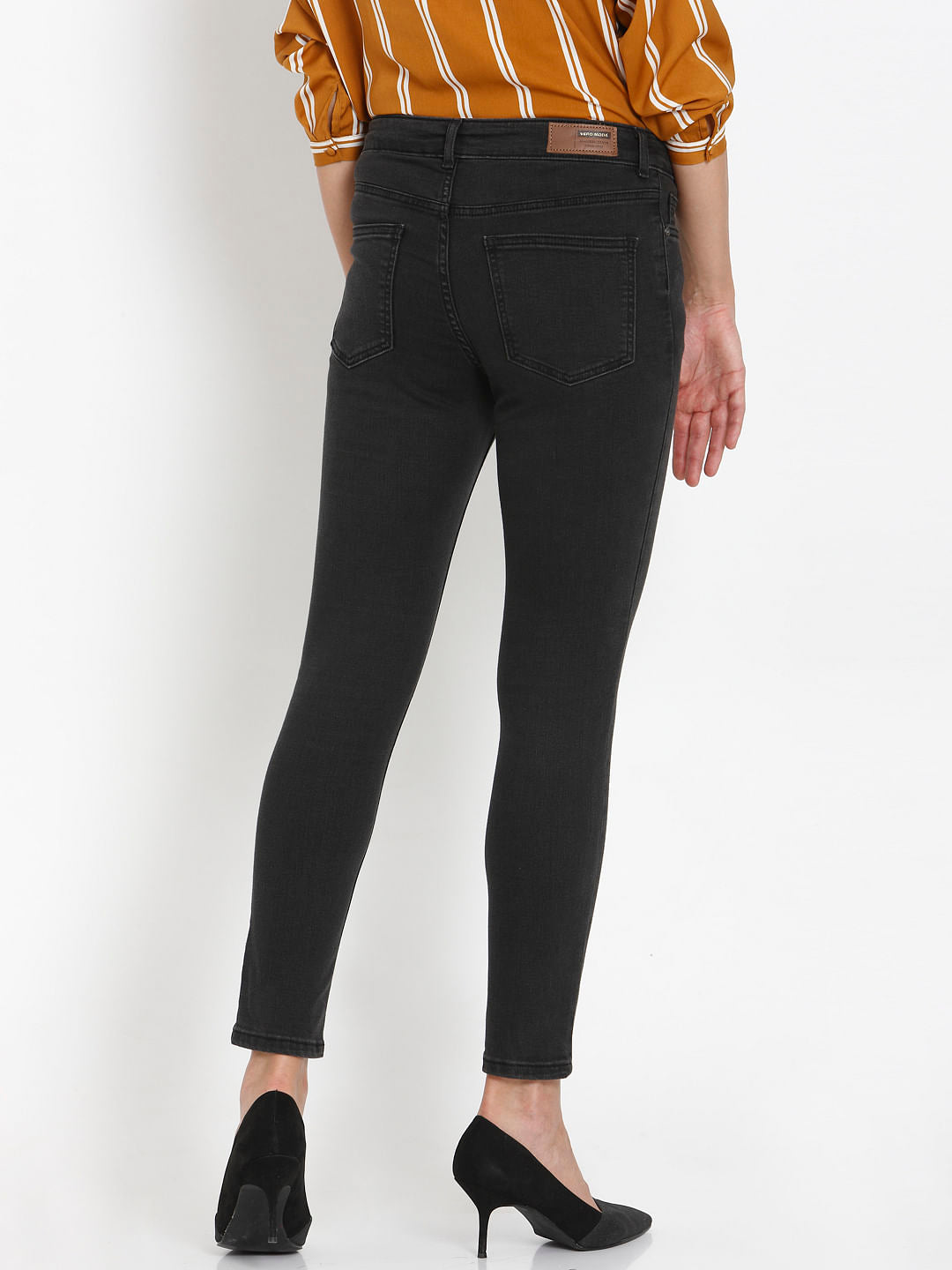 Dark Grey Mid Rise Faded Skinny Fit Jeans