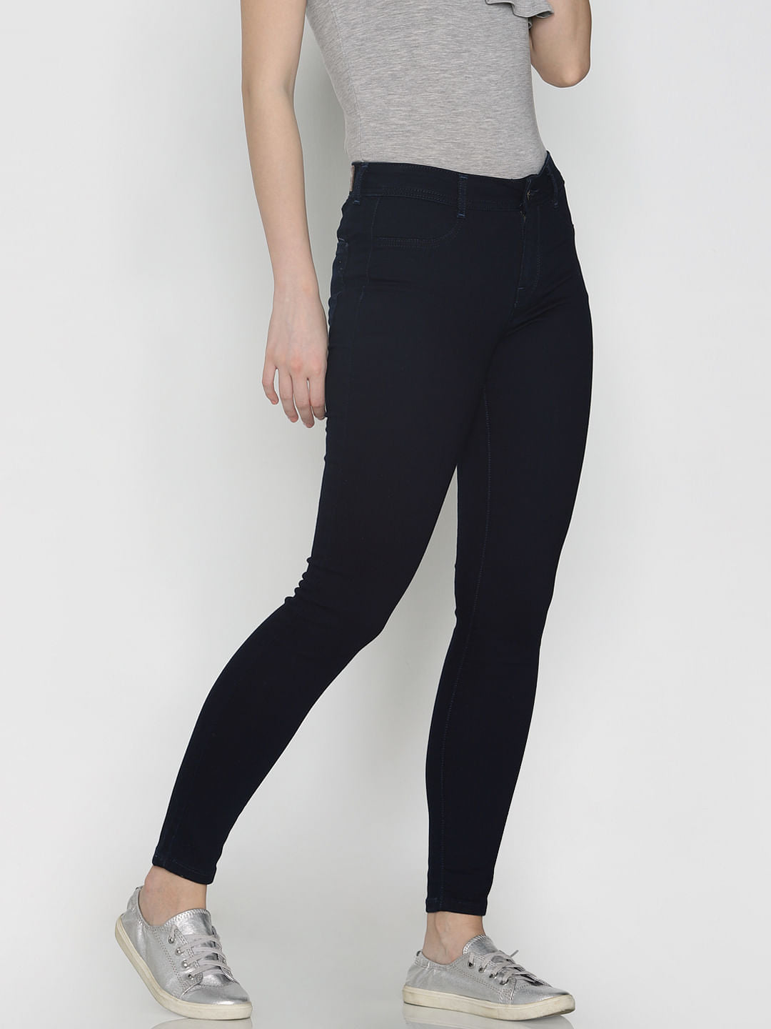 Dark Blue Mid Rise Skinny Fit Jeans