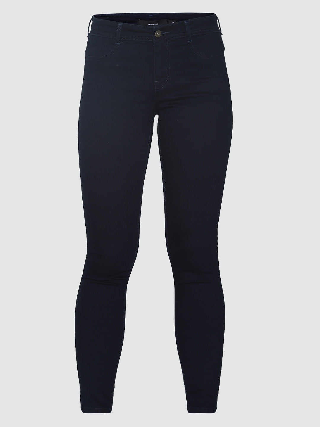 Dark Blue Mid Rise Skinny Fit Jeans