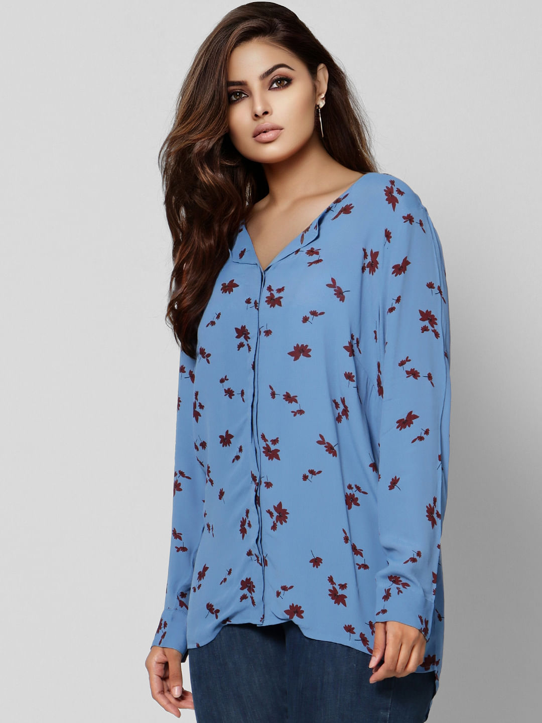 Curve Blue All Over Print Full Sleeves Top