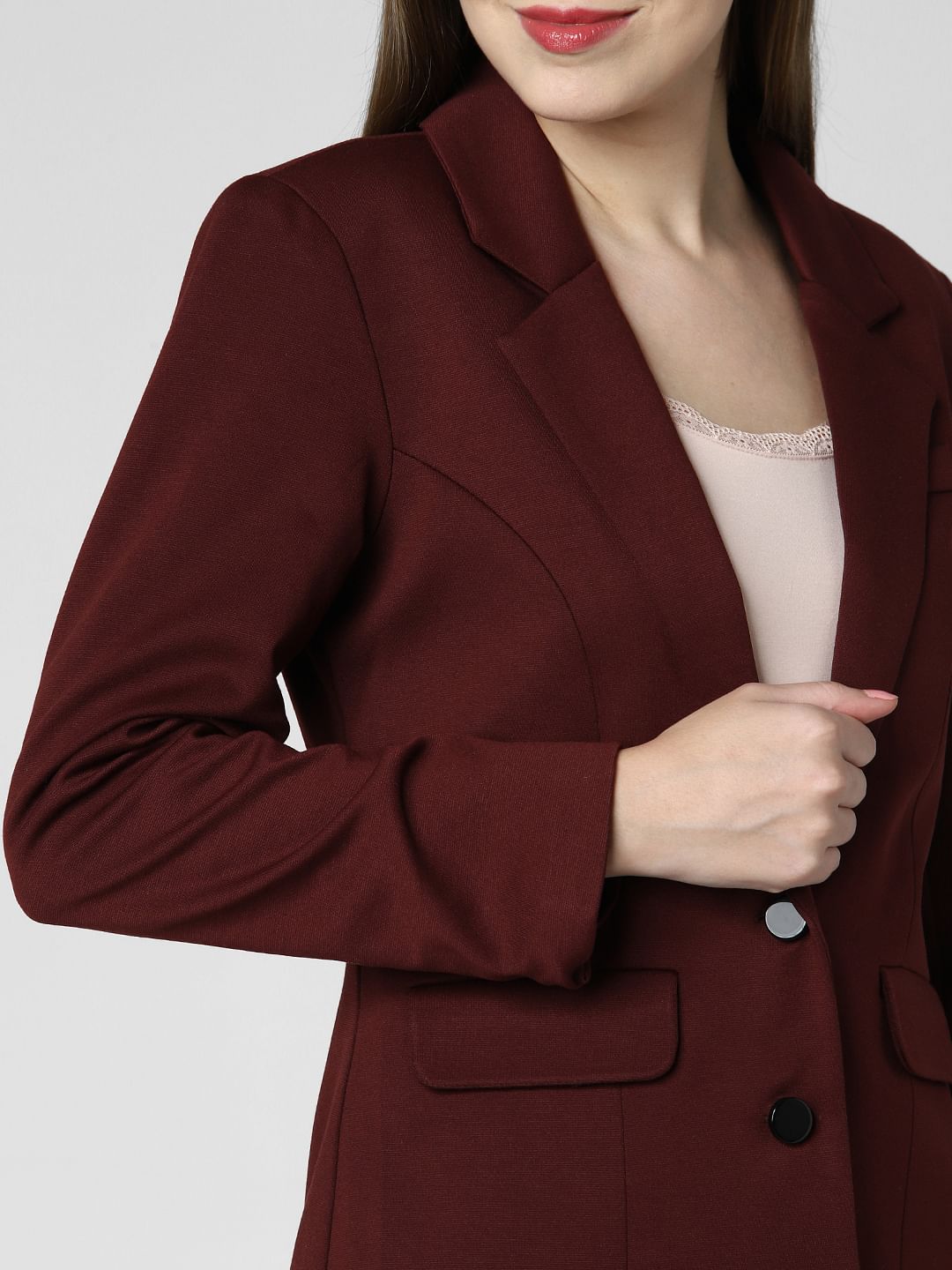 Burgundy Double Button Blazer