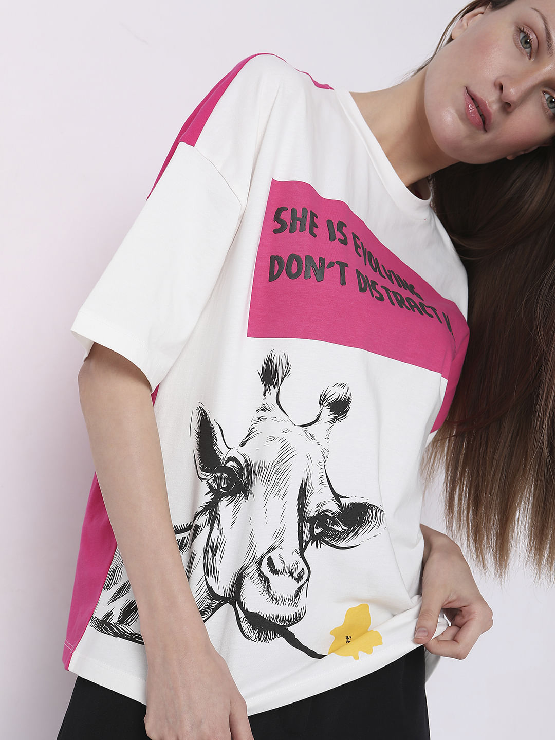 White Typographic Print T-Shirt