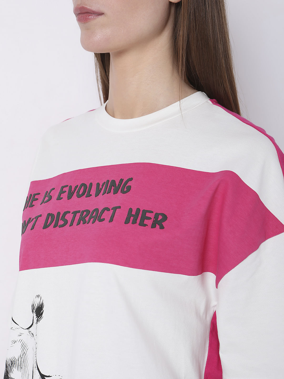 White Typographic Print T-Shirt