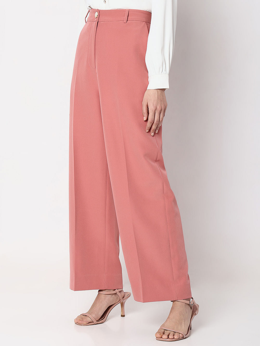 Pink High Rise Wide-Leg Pants