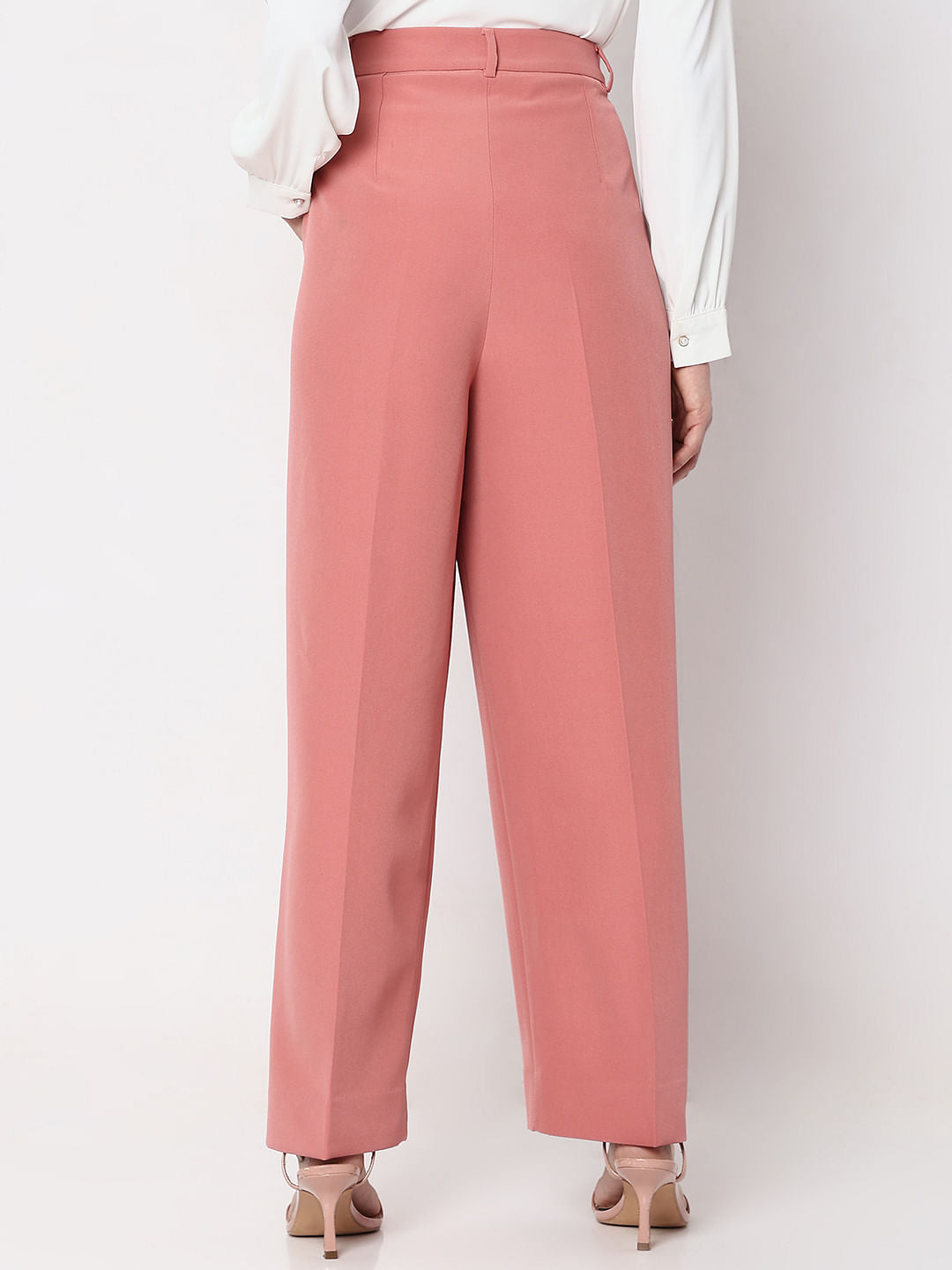 Pink High Rise Wide-Leg Pants