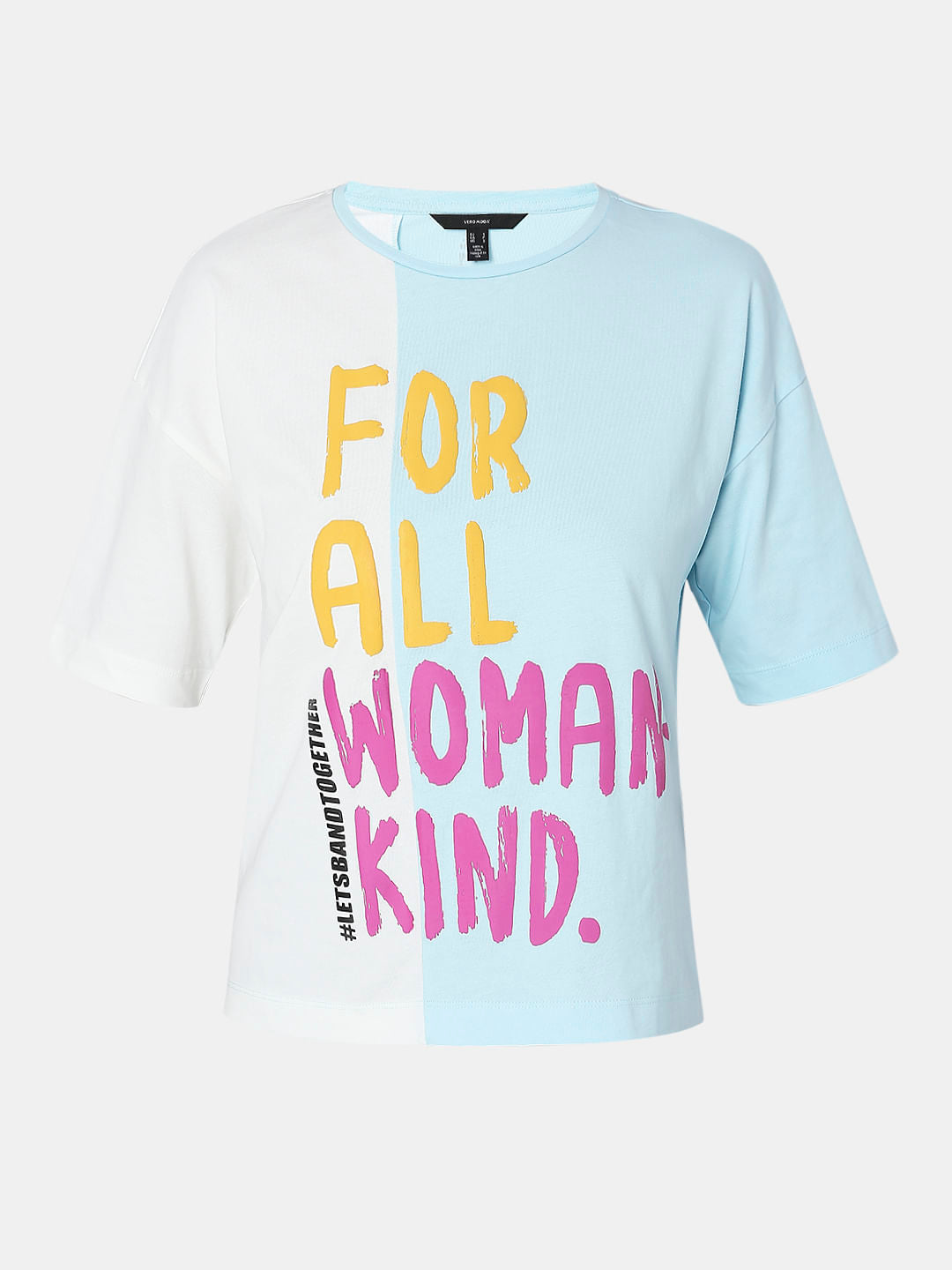 Blue Colourblocked Printed T-Shirt