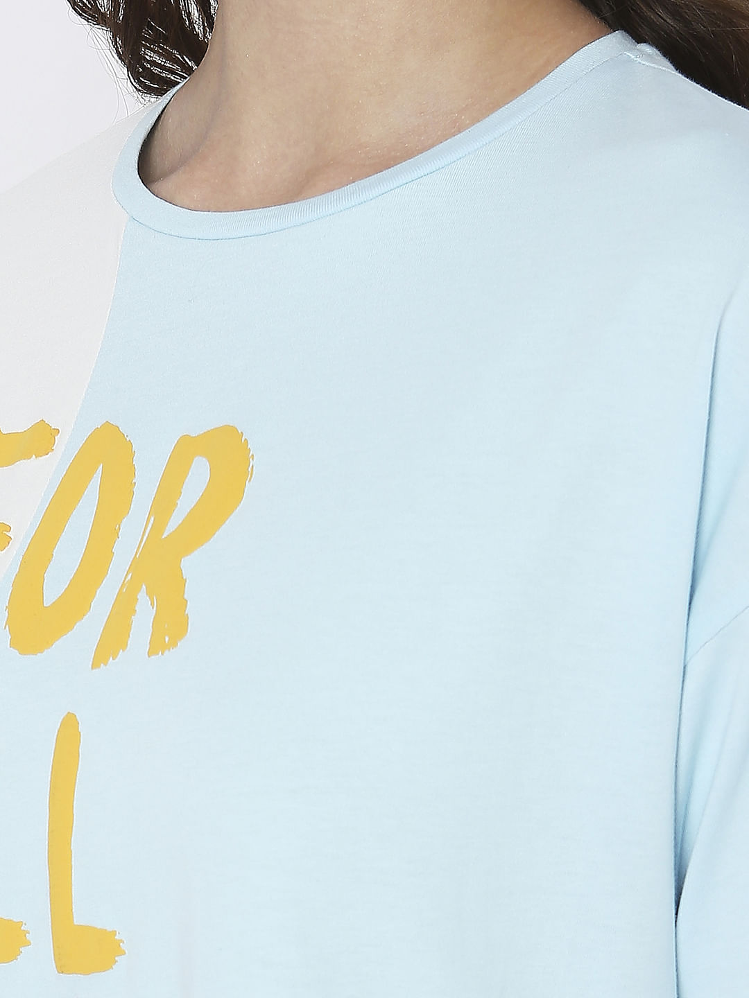 Blue Colourblocked Printed T-Shirt