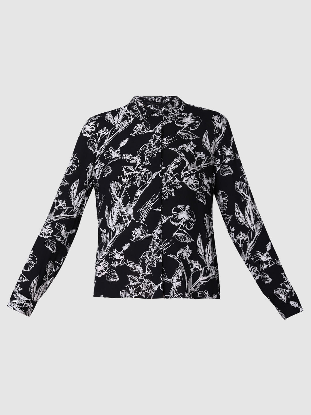 Black Floral Print Shirt