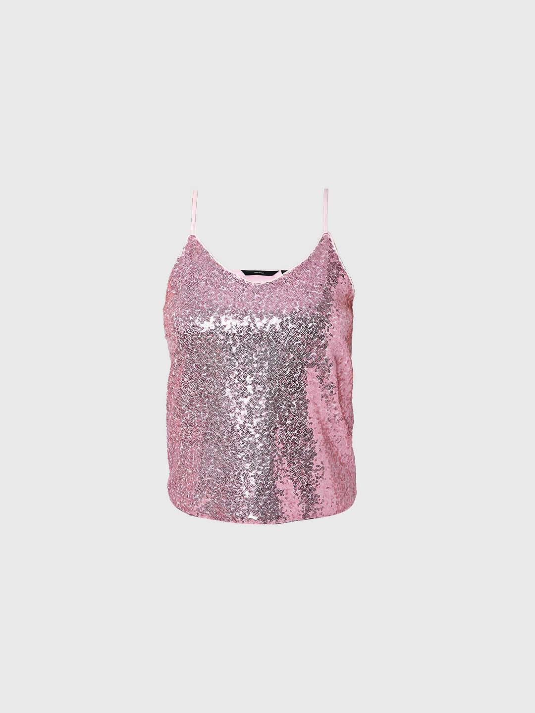 Pink Sequin Strappy Top