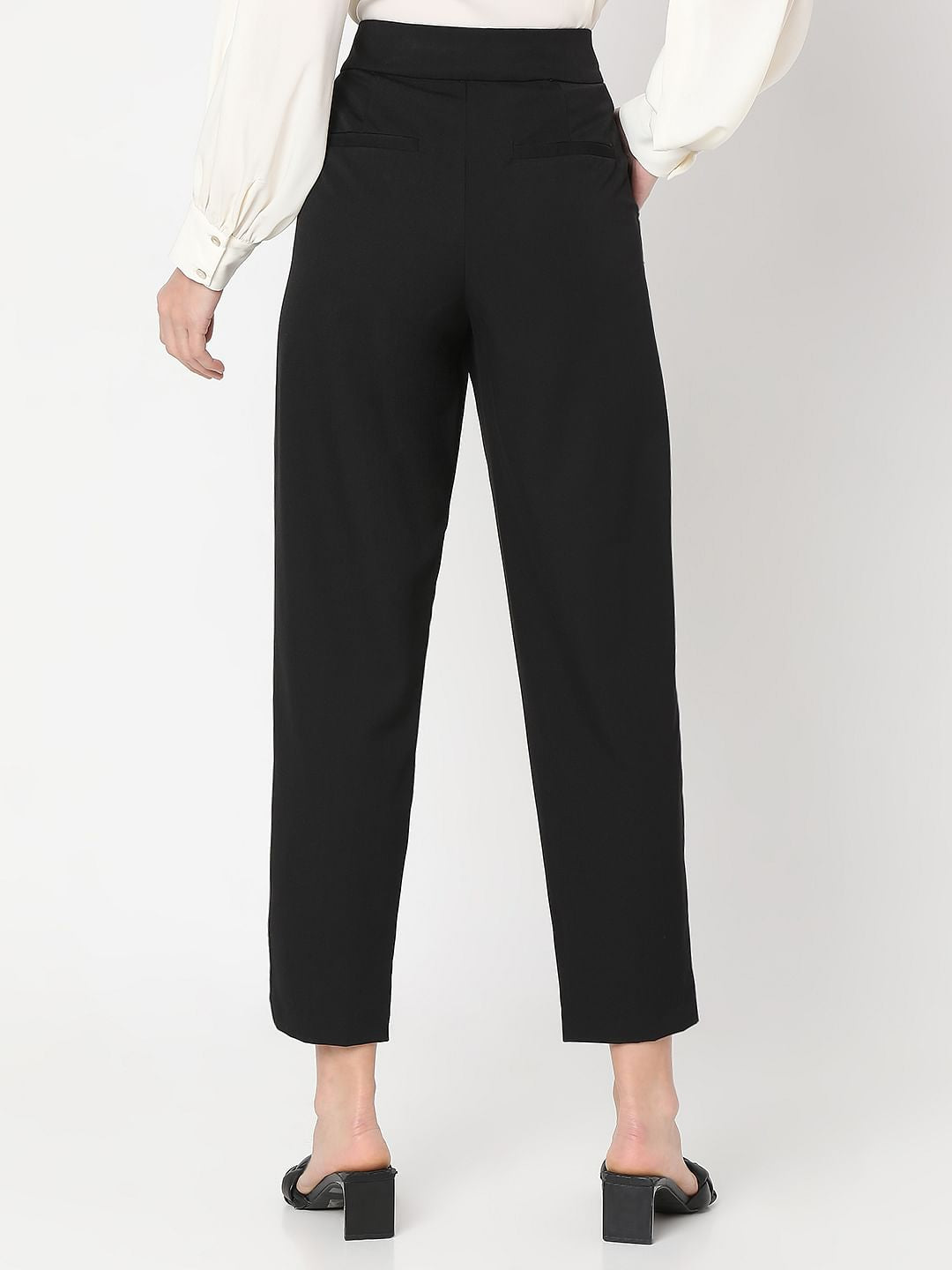 Black High Rise Tailored Pants