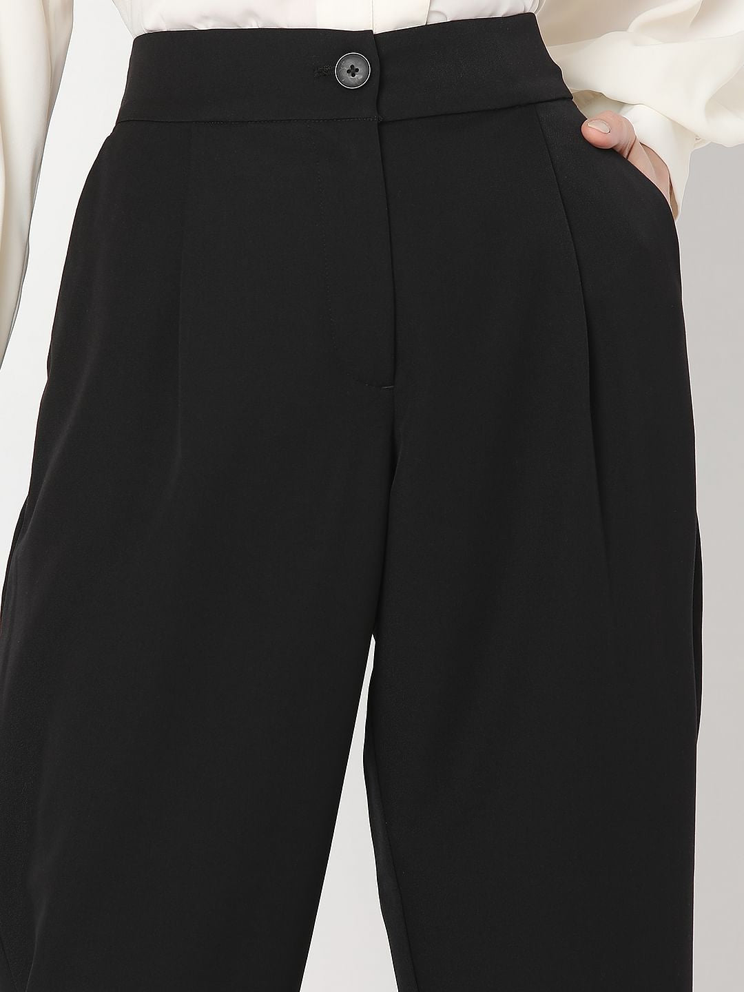 Black High Rise Tailored Pants