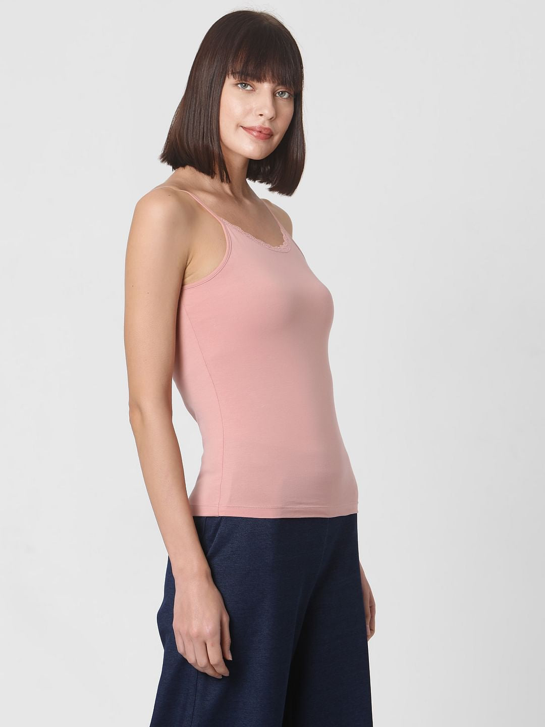 Pink Lace Trim Singlet