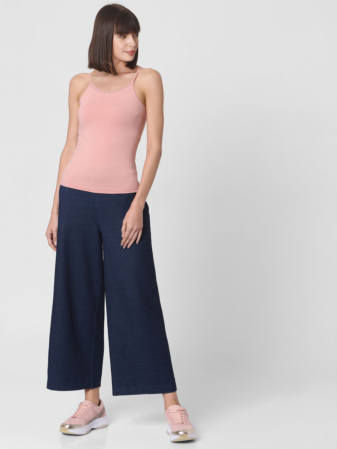 Pink Lace Trim Singlet