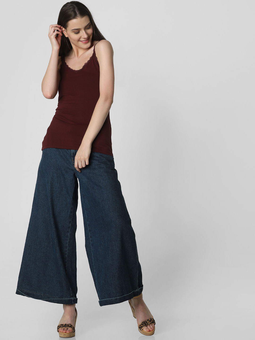 Burgundy Lace Insert Singlet