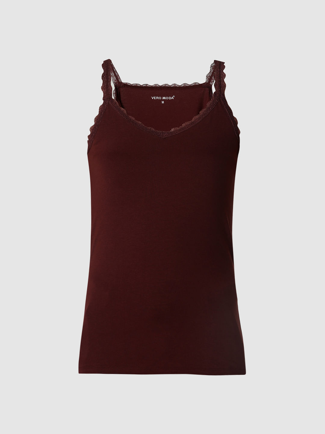 Burgundy Lace Insert Singlet