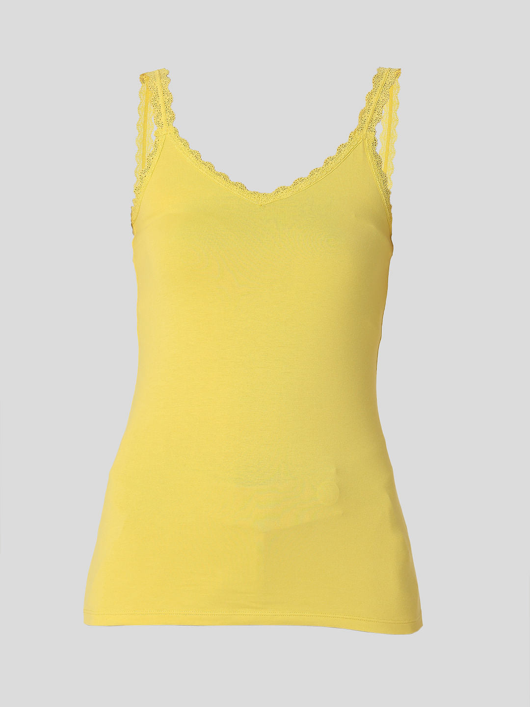 Yellow Lace Trim Singlet