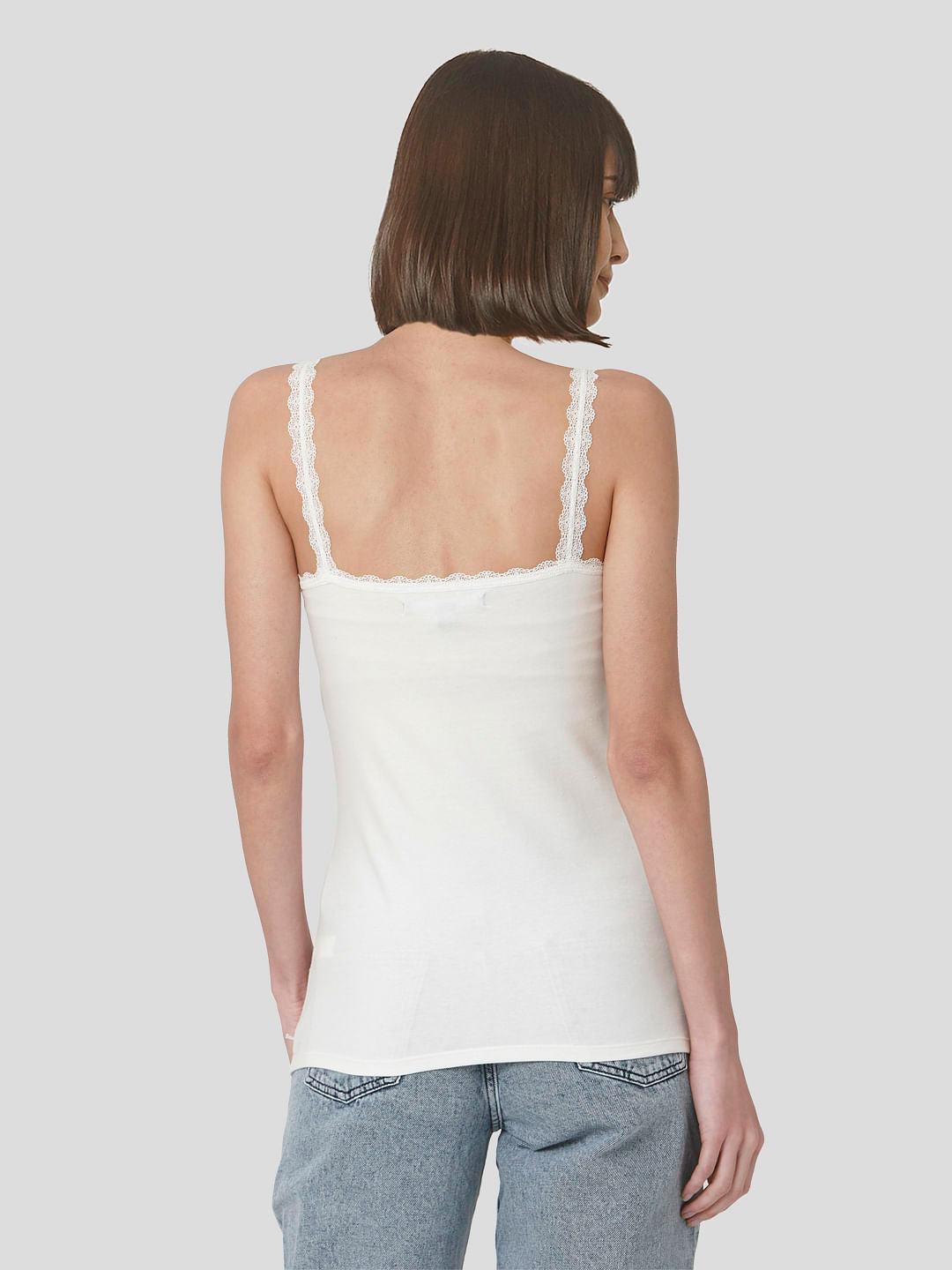 White Lace Trim Singlet