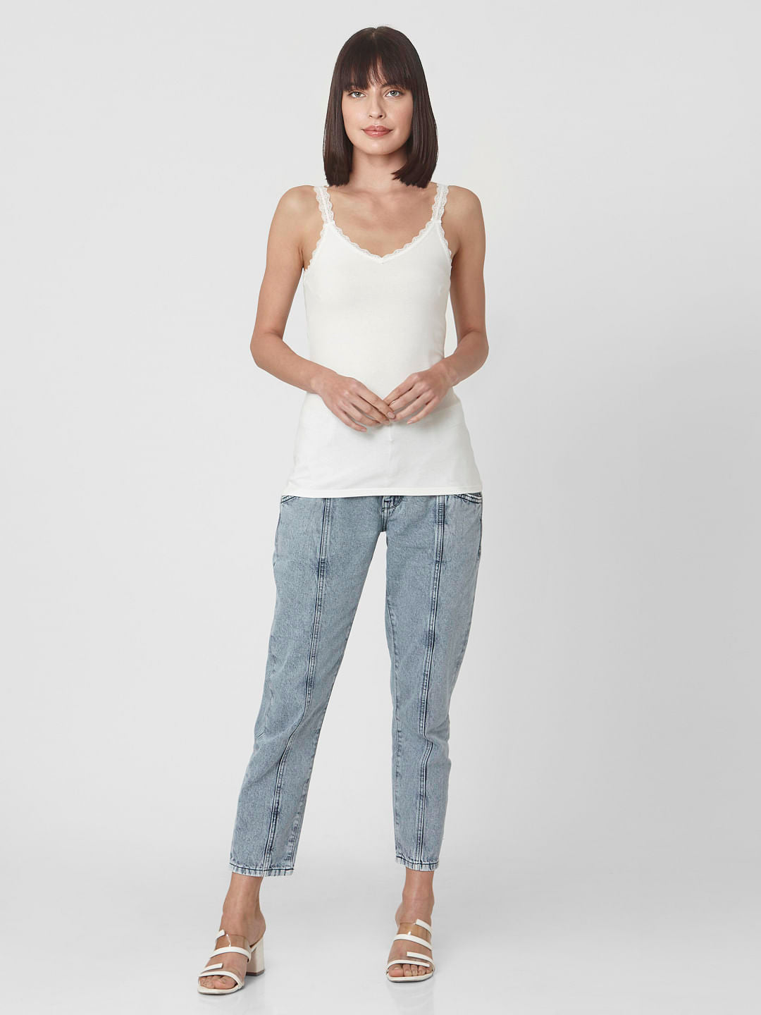 White Lace Trim Singlet