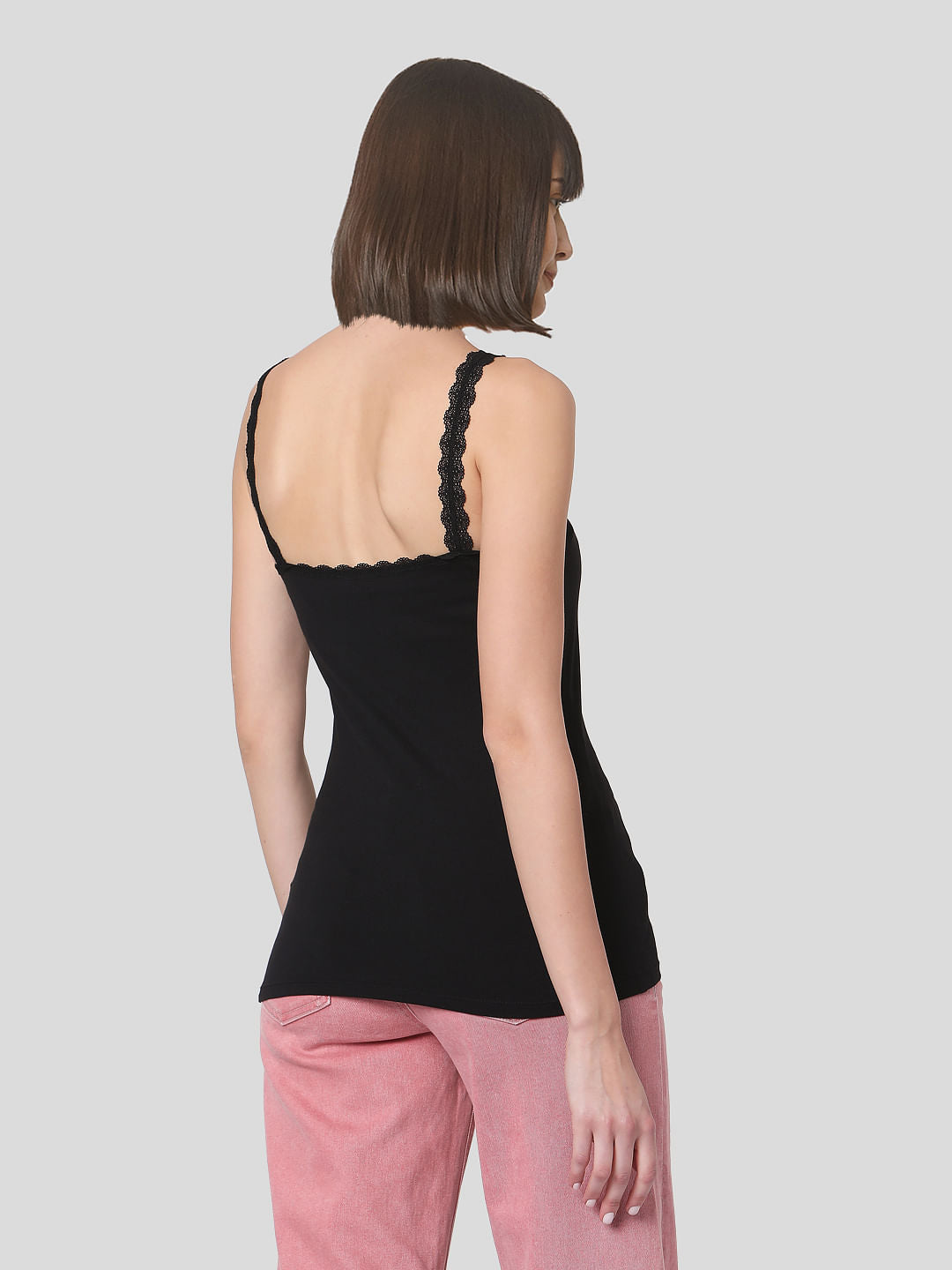 Black Lace Trim Singlet