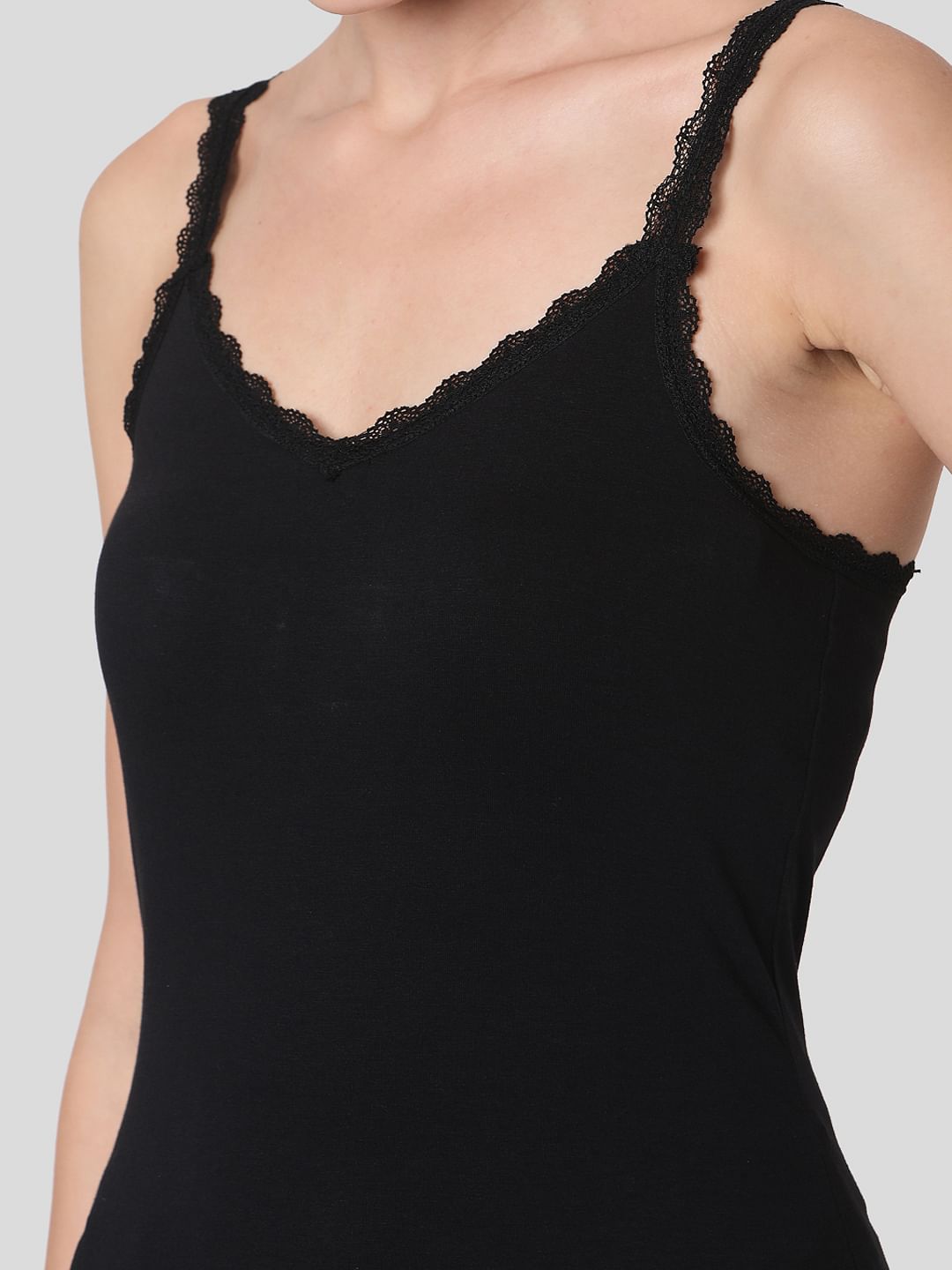 Black Lace Trim Singlet