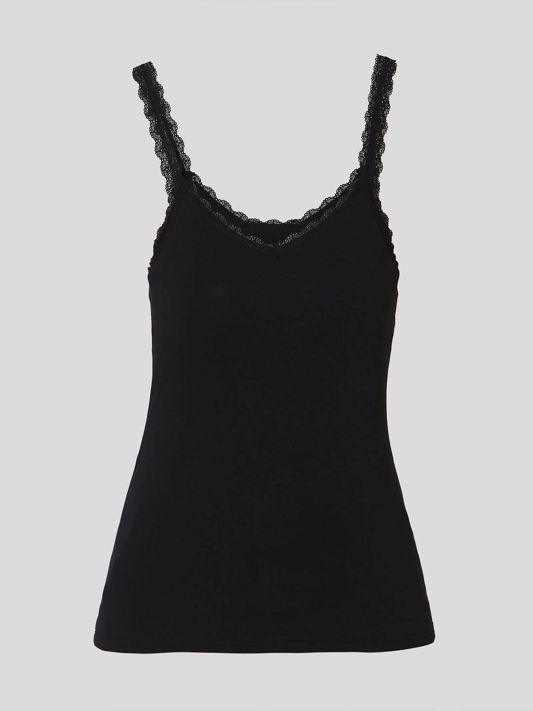 Black Lace Trim Singlet