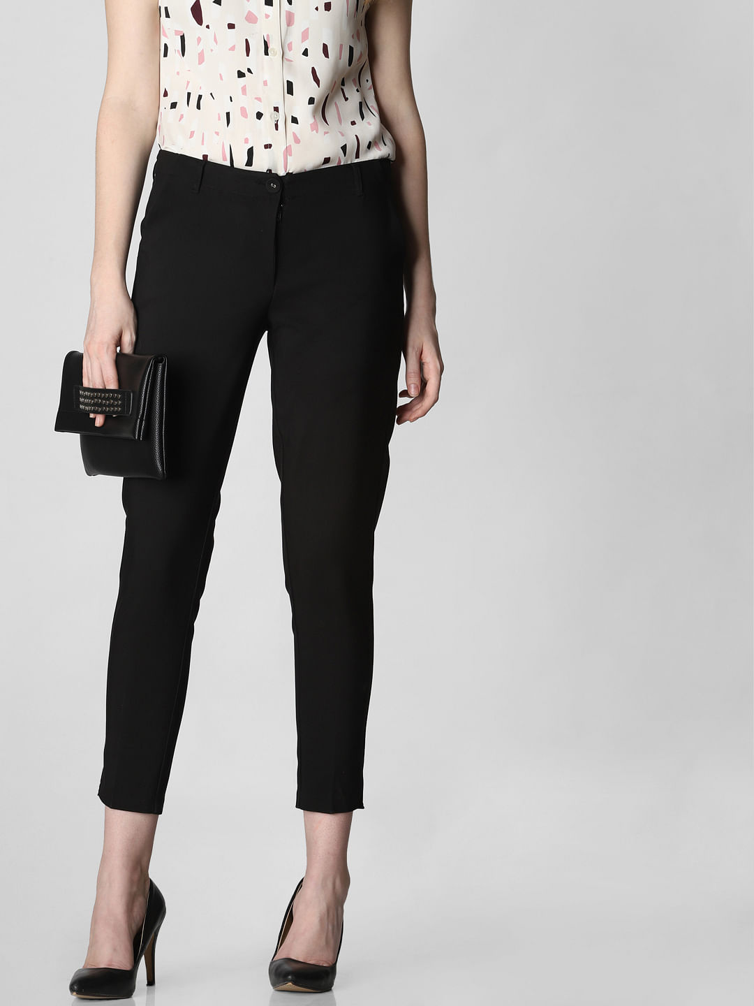 Black Mid Rise Chino Pants