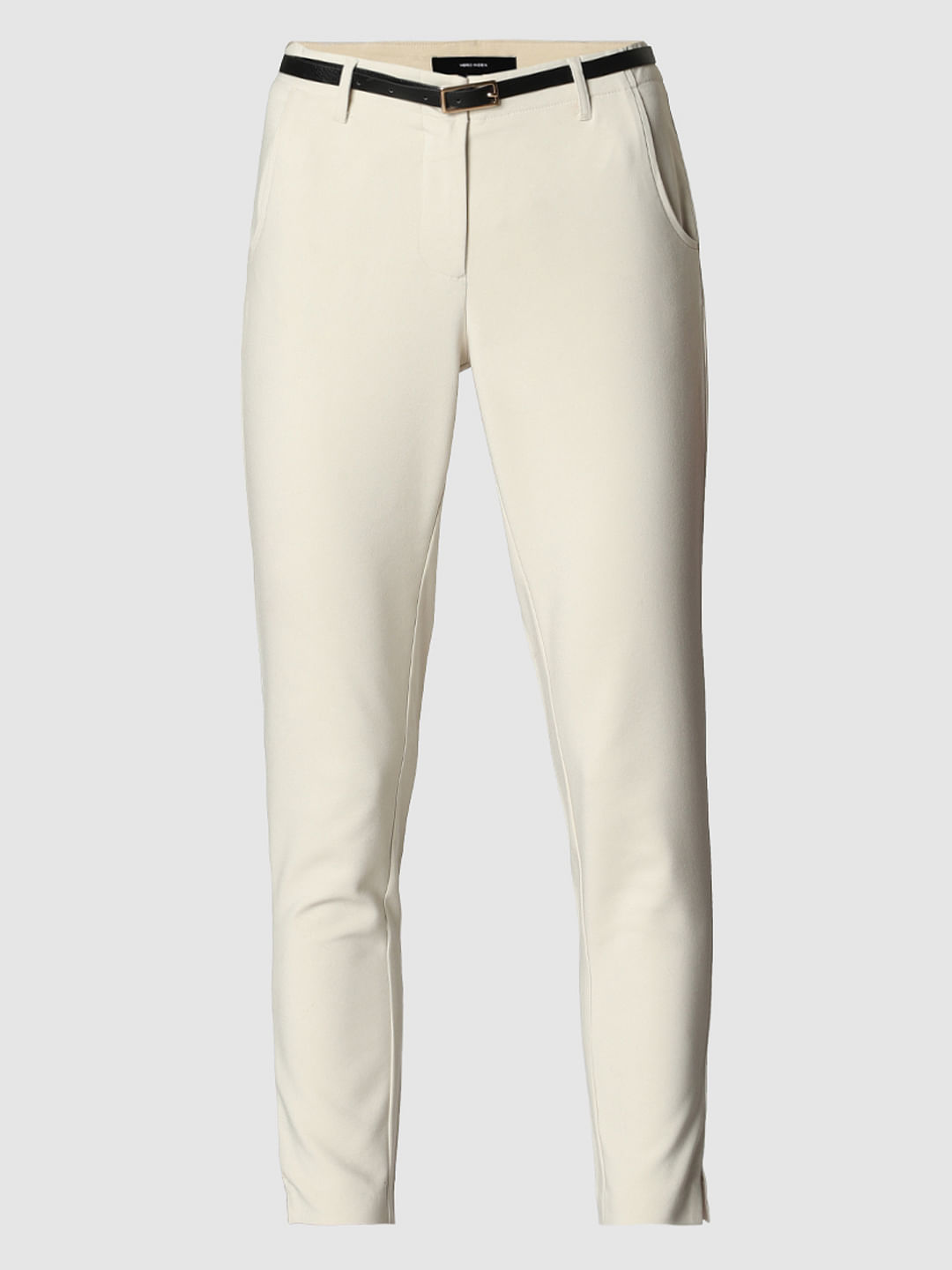 Cream Mid Rise Chino Pants