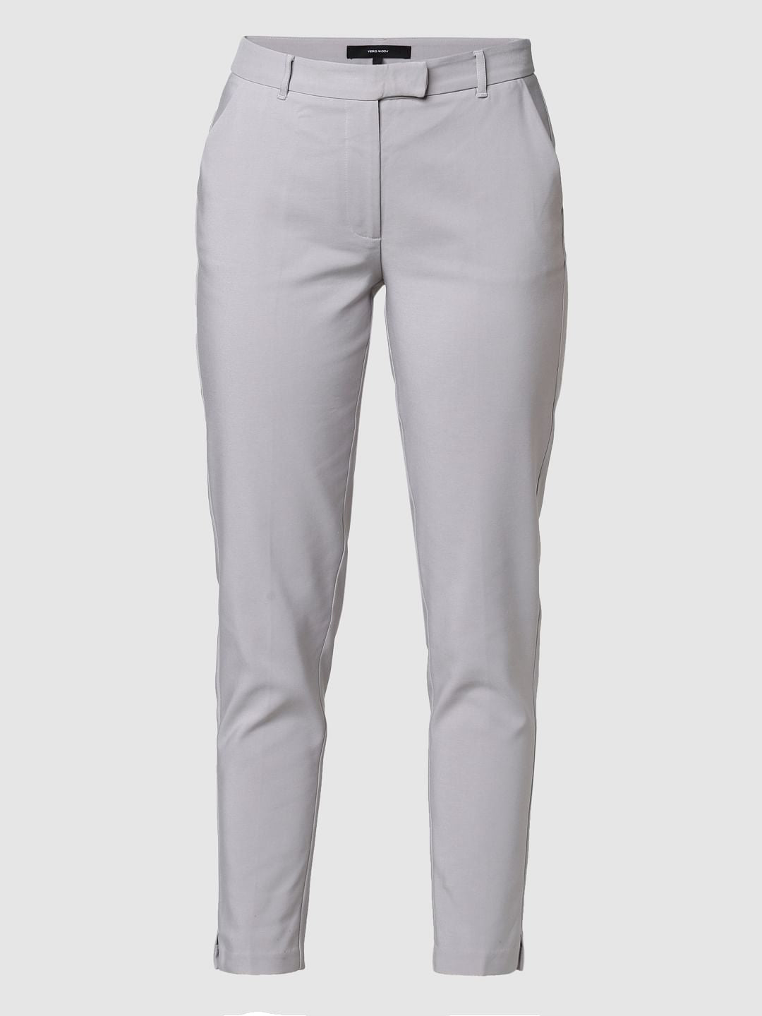 Grey Mid Rise Slim Trousers