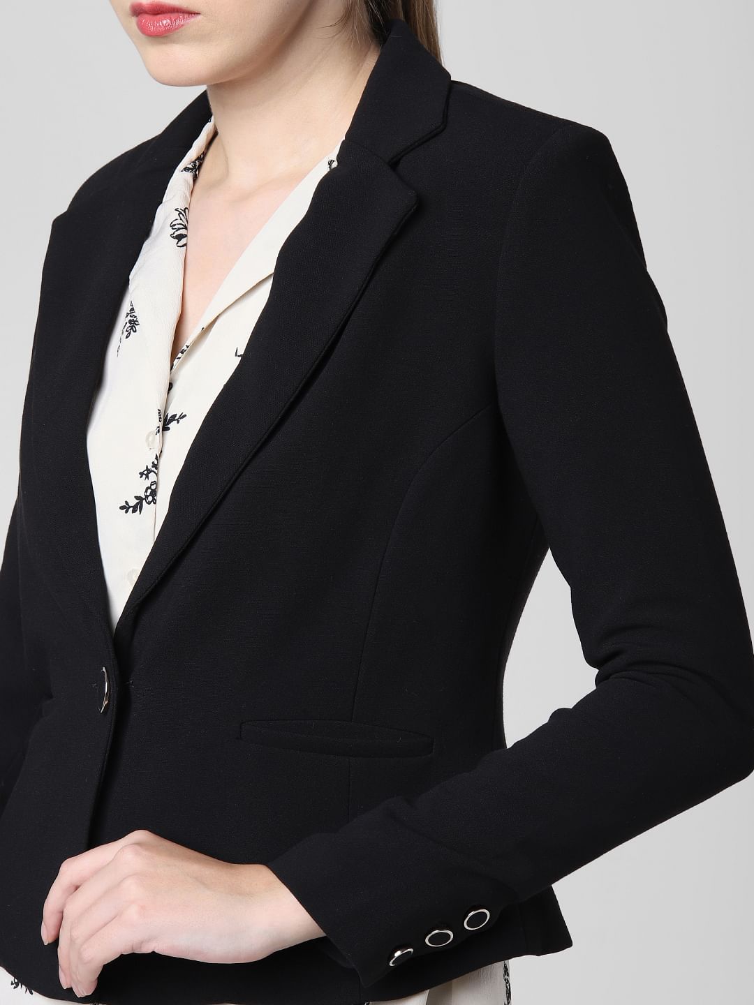 Black Single Button Formal Blazer