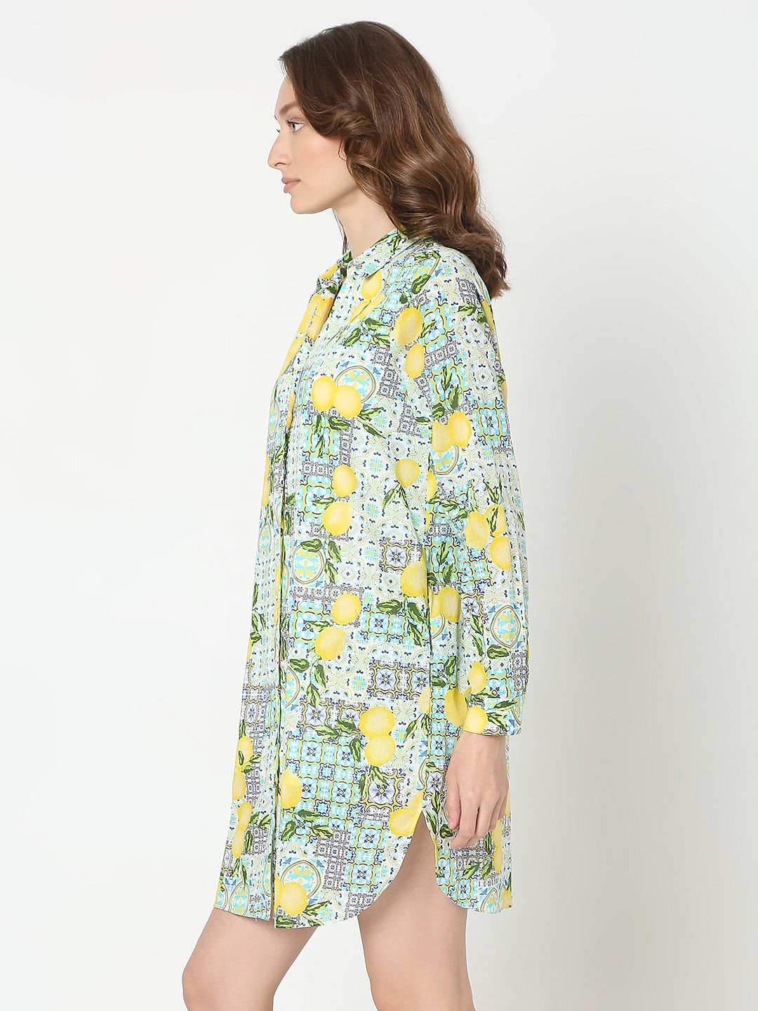 Green Printed Shirt Dress
