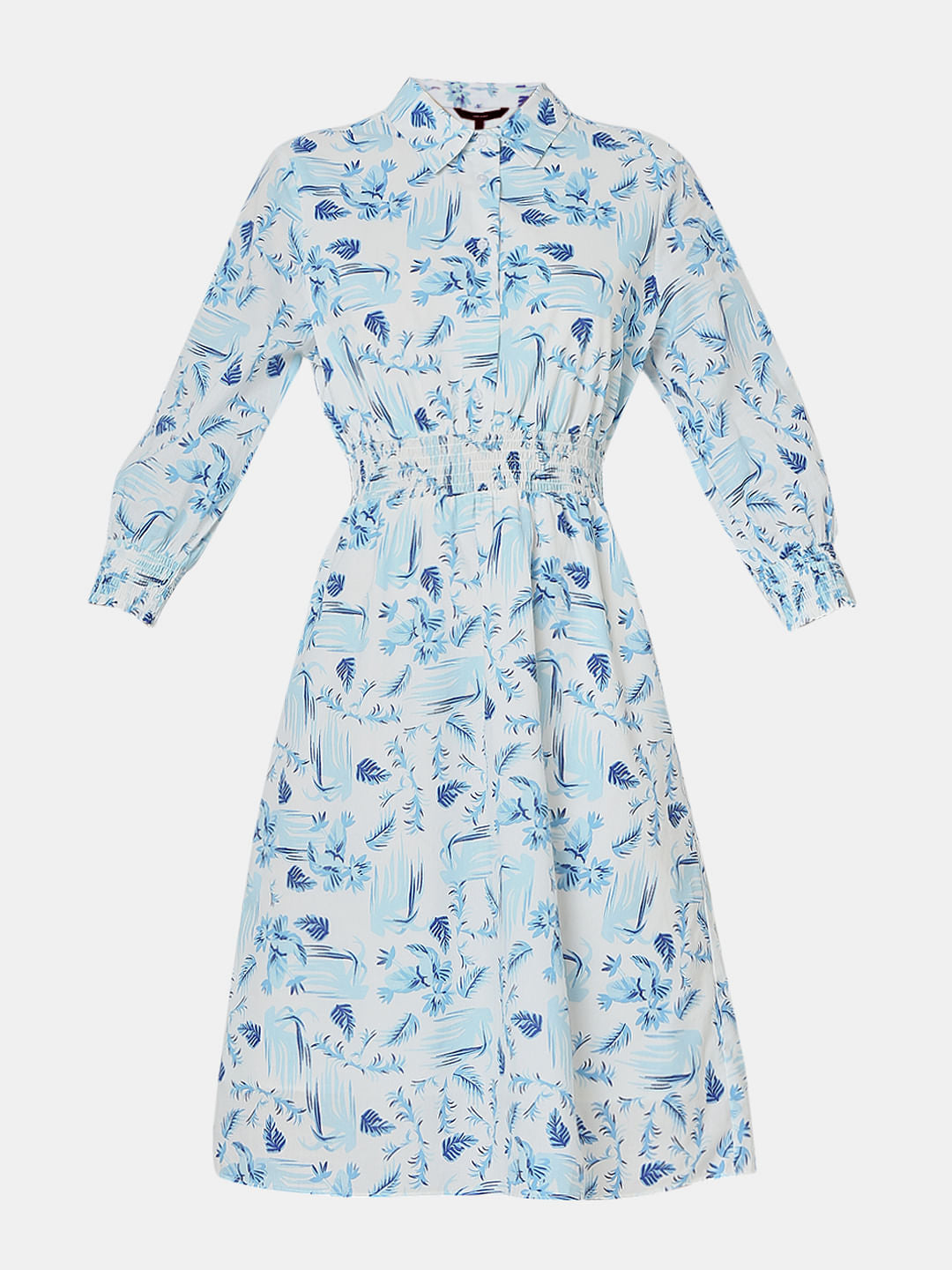 Light Blue Printed Shirt Dress