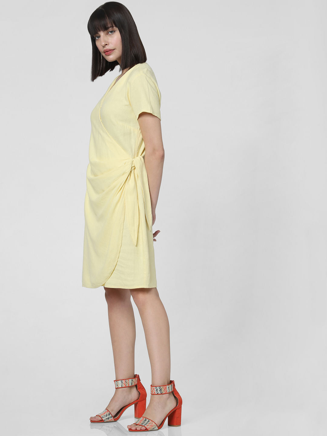 Lemon Yellow Knot Shift Dress