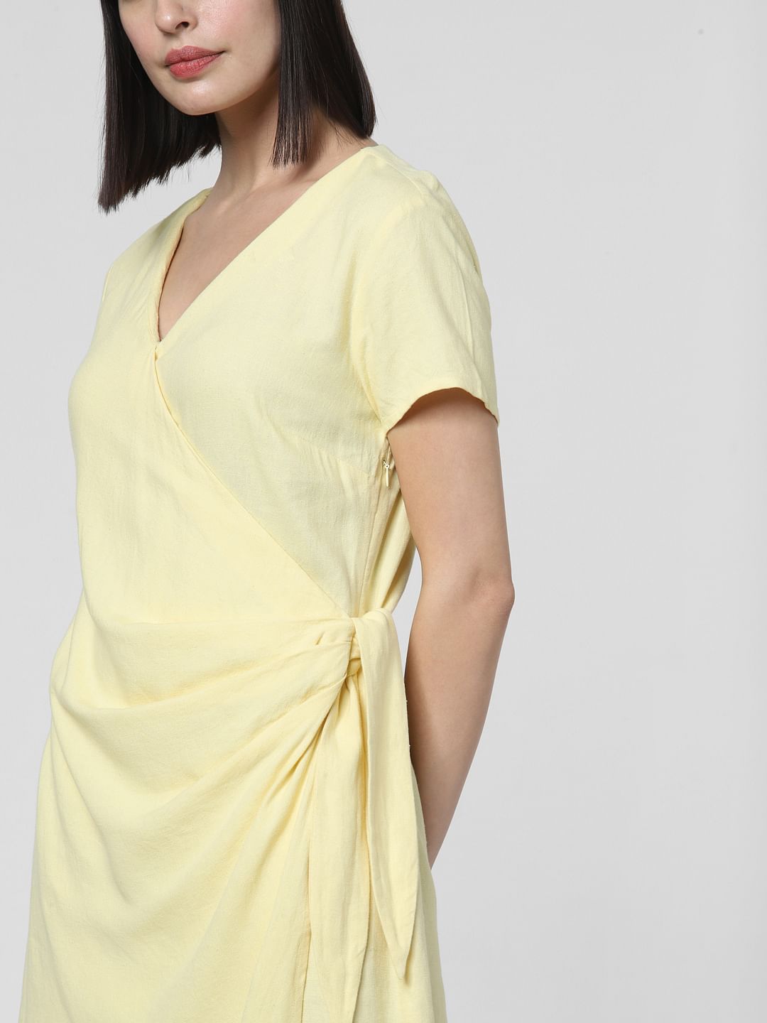 Lemon Yellow Knot Shift Dress