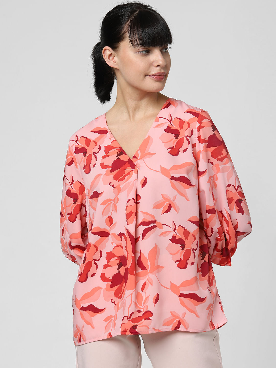 Pink Floral Print Top