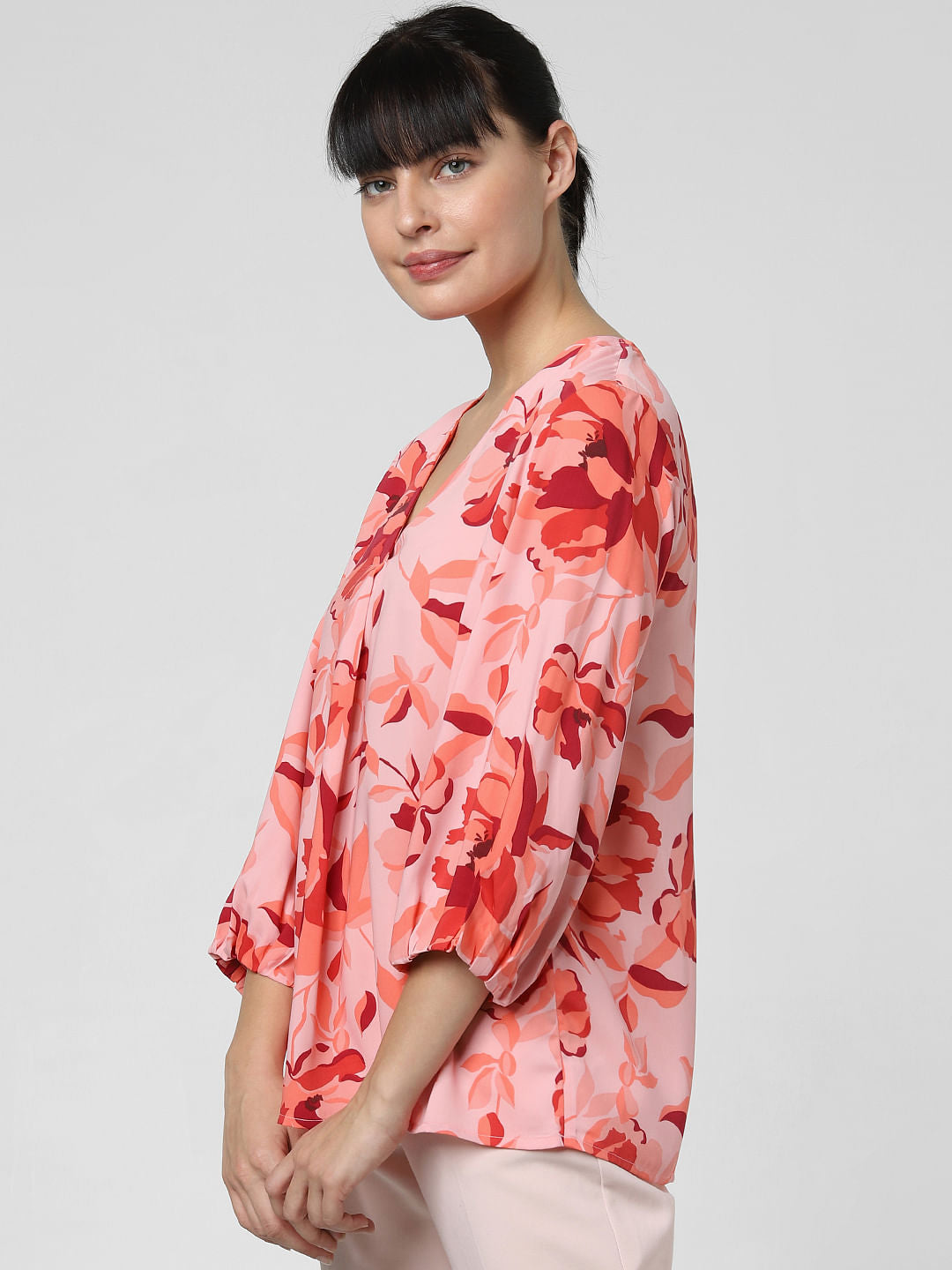 Pink Floral Print Top