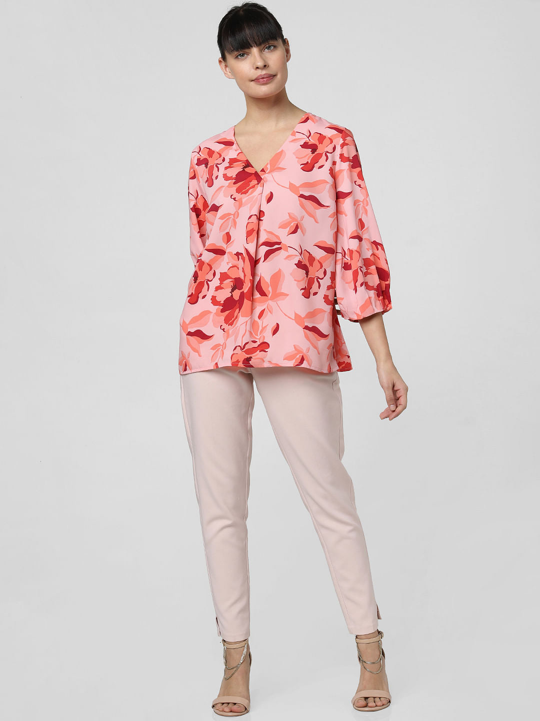 Pink Floral Print Top