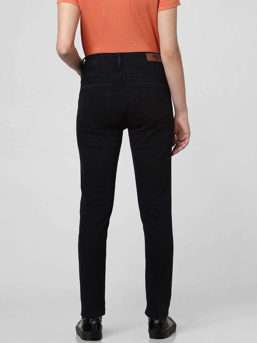 Dark Grey Mid Rise Tape Detail Skinny Jeans