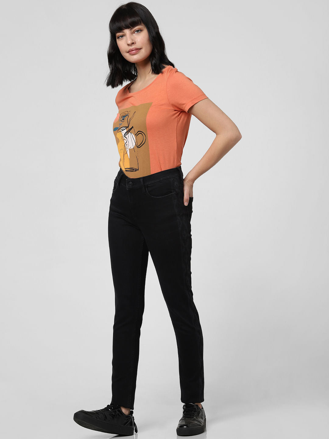 Dark Grey Mid Rise Tape Detail Skinny Jeans