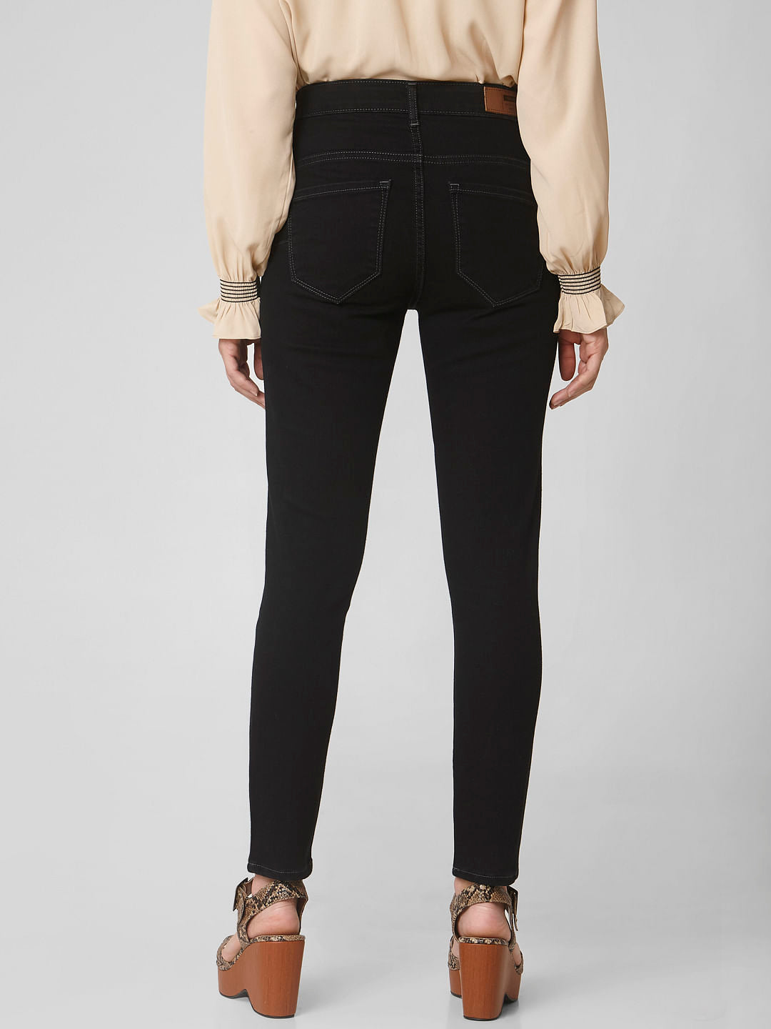 Black Mid Rise Skinny Fit Jeans